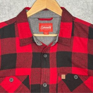 Coleman Long Sleeve Button-Down Flannel Buffalo Check Shirt-Red/Black-Men XXL